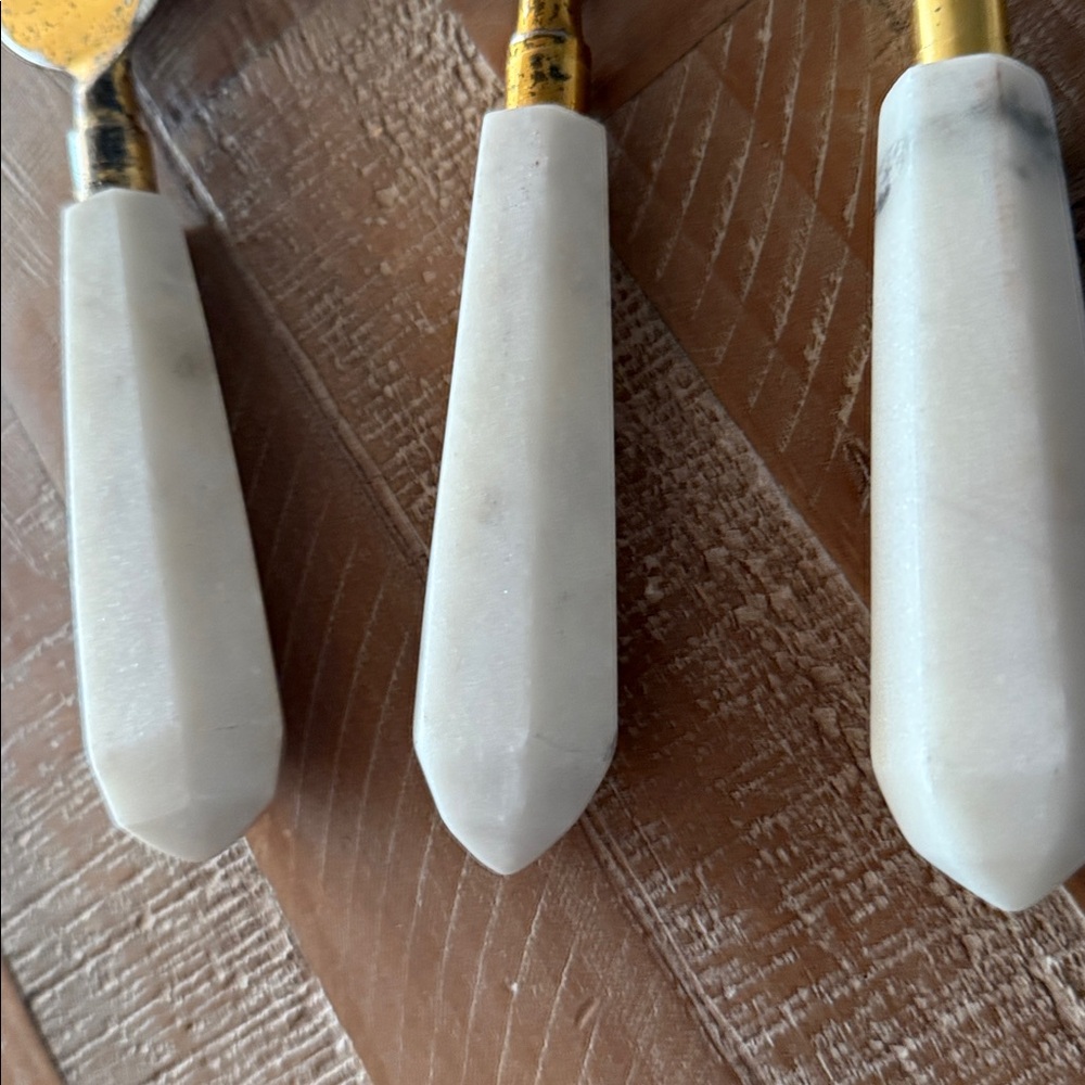 West Elm Gold and White Cheese Knife Set - Picture 2 of 6